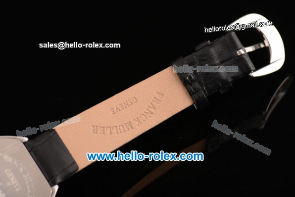 Franck Muller Heart Swiss Quartz Steel Case with Black Leather Strap Diamond Bezel and White Dial - ETA Coating - Click Image to Close